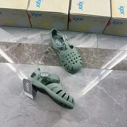 Boys Girls' Solid Color Casual Baotou Roman Sandals Baby Kids Jelly Beach Shoes Children's Soft Sole Non-slip Sandals SO125