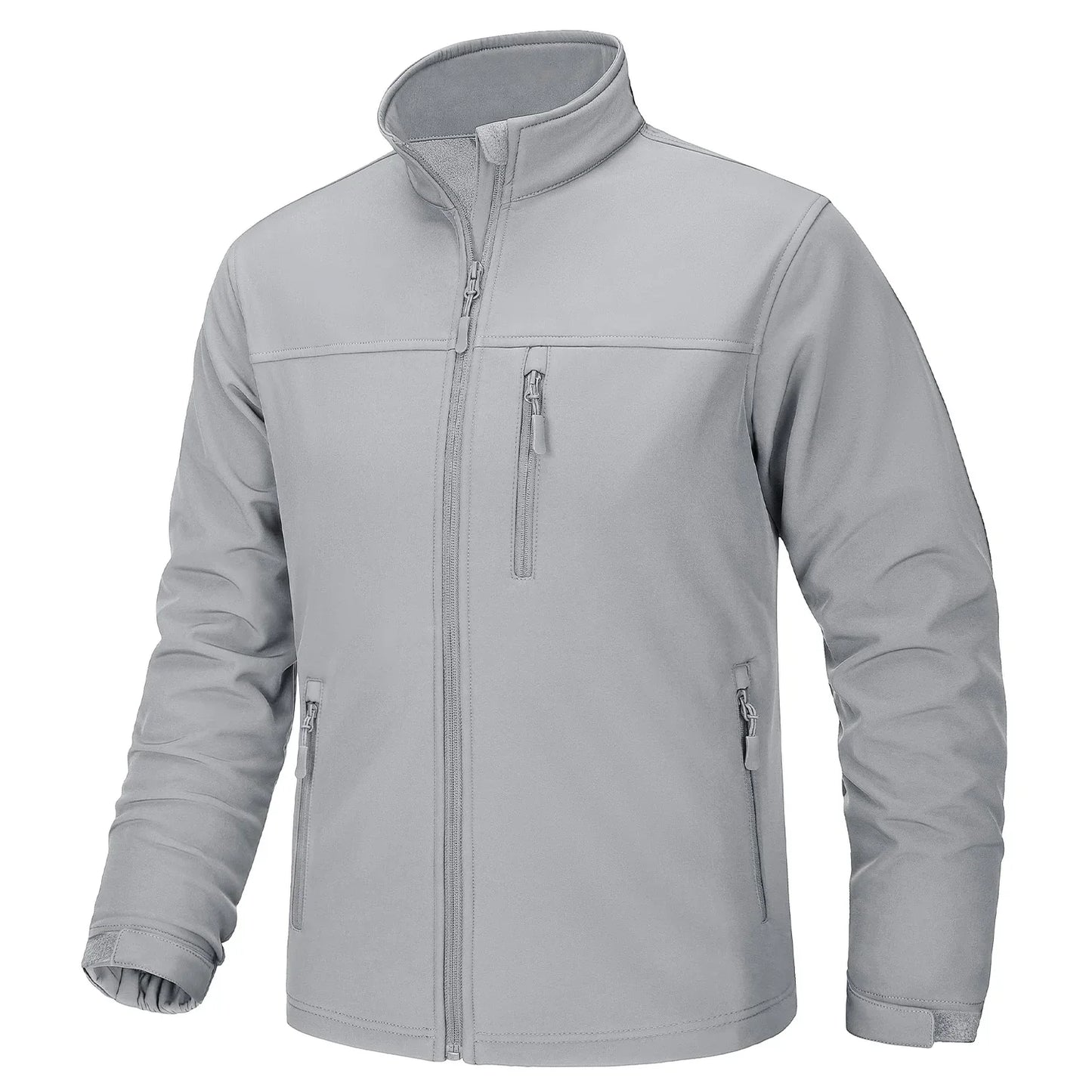 Waterproof Fleece Lining Windbreaker Mens Winter Work Jackets Zipper Pocket Casual Coats Full Zip Outwear Tops
