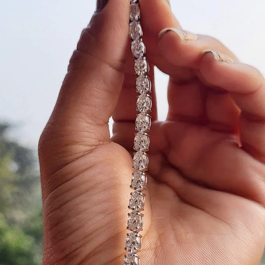 0.3/0.5/1Carat East West Set Oval Cut Moissanite Diamond Tennis Bracelets for Women 925 Sterling Silver Bracelet Anniversary