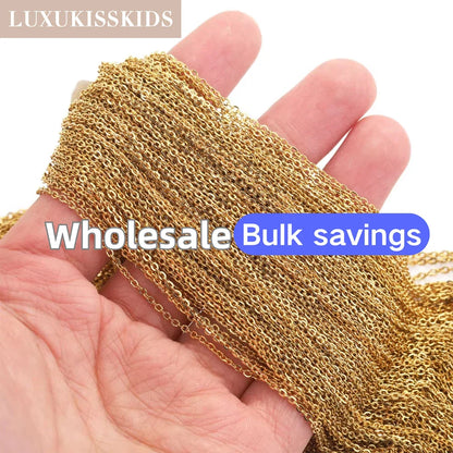 Stainless Steel Chains Necklace Woman 10pcs/lot Bulk Wholesale DIY Rolo 2mm Chain No Fade Choker For Jewelry Making