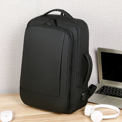 1Pcs Expandable Travel Backpack, Business casual men's backpack,with USB charging,waterproof fabric,suitable for daily commuting