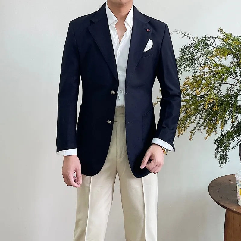 Suit For Mens Groom's Wedding 1 Pieces Slim Fit Blazer Wide Shawl Lapel Luxury Men Suit Custom Made Tuxedo Gold Button