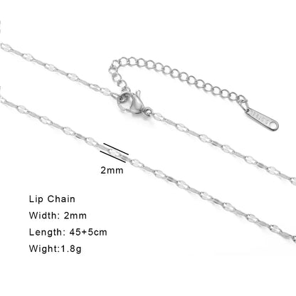 Stainless Steel Gold Color Chain Necklace Women Minimalist Cuban Paperclip Twisted Snake Chain Fashion Jewelry Wholesale