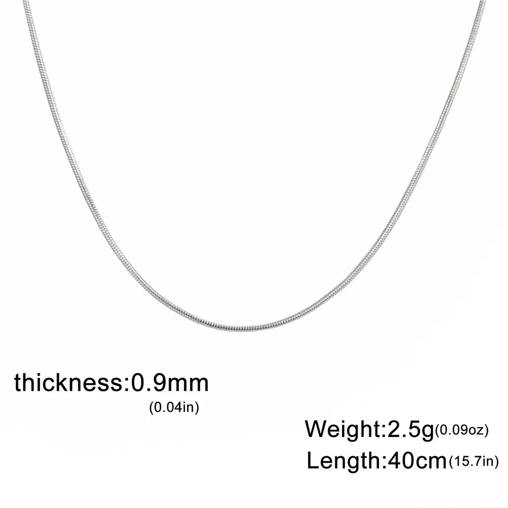 Round Snake Chain Necklace for Women Men Stainless Steel Link Chain 0.9mm 1.2mm 2mm Chains Choker Fashion Jewelry Gifts