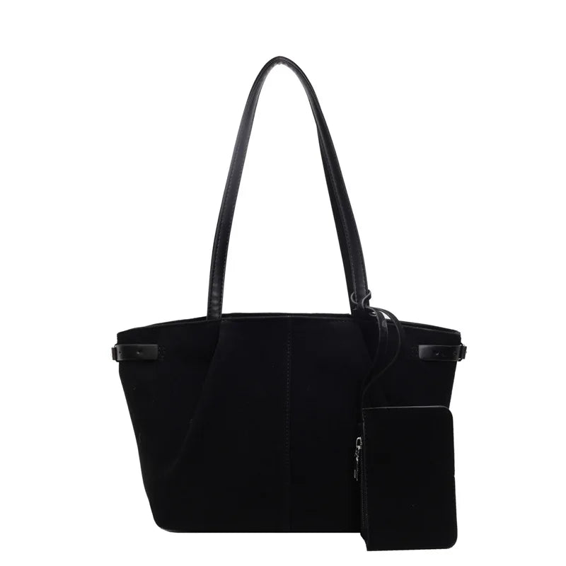 Suede Shoulder Bags for Women Large Suede Totes Lightweight Underarm Bag Casual Shopper Handbag Solid Color Travel Bucket Bags
