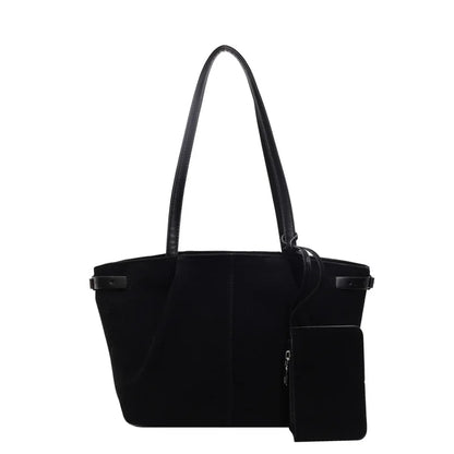 Suede Shoulder Bags for Women Large Suede Totes Lightweight Underarm Bag Casual Shopper Handbag Solid Color Travel Bucket Bags
