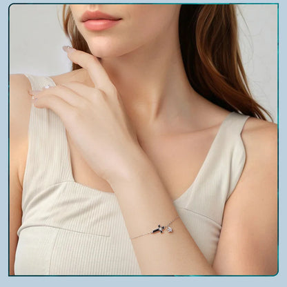 925 Sterling Silver Starlight Cross Bracelet Wrist Chain with Star Zircon Pendant Adjustable for Women Summer Daily Gift