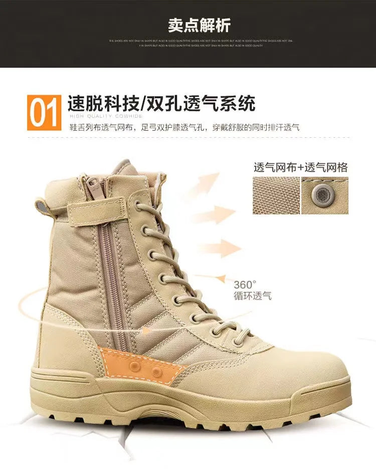 2026 New Winter Combat Boots Outdoor Wear-Resistant Hiking Men and Women Tactical Training Botas High Top Desert Shoes