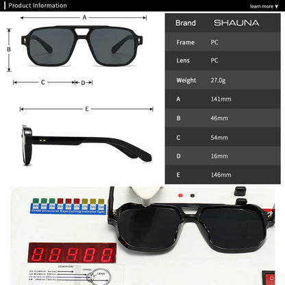 Double Bridges Square Sunglasses Women Gradient Shades UV400 Fashion Brand Designer Rivets Men Sun Glasses