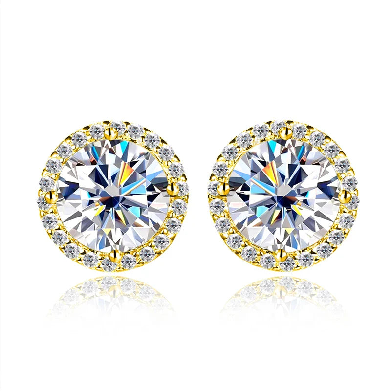 1ct D Color Moissanite Earring For Women Wedding Fine Jewely with GRA 925 Sterling Sliver Plated 18k White Gold Earring