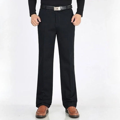 Winter Men's Thicken Fleece Casual Pants Stretch Loose Straight Warm Business Trousers Velvet Fashion Leisure Office Suit Pants
