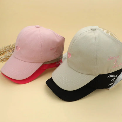 Kids Baseball Caps for Boys Girls Sun Hat Love Heart Hollow High Ponytail Caps Children Adjustable Baseball Caps for 4-12 Years