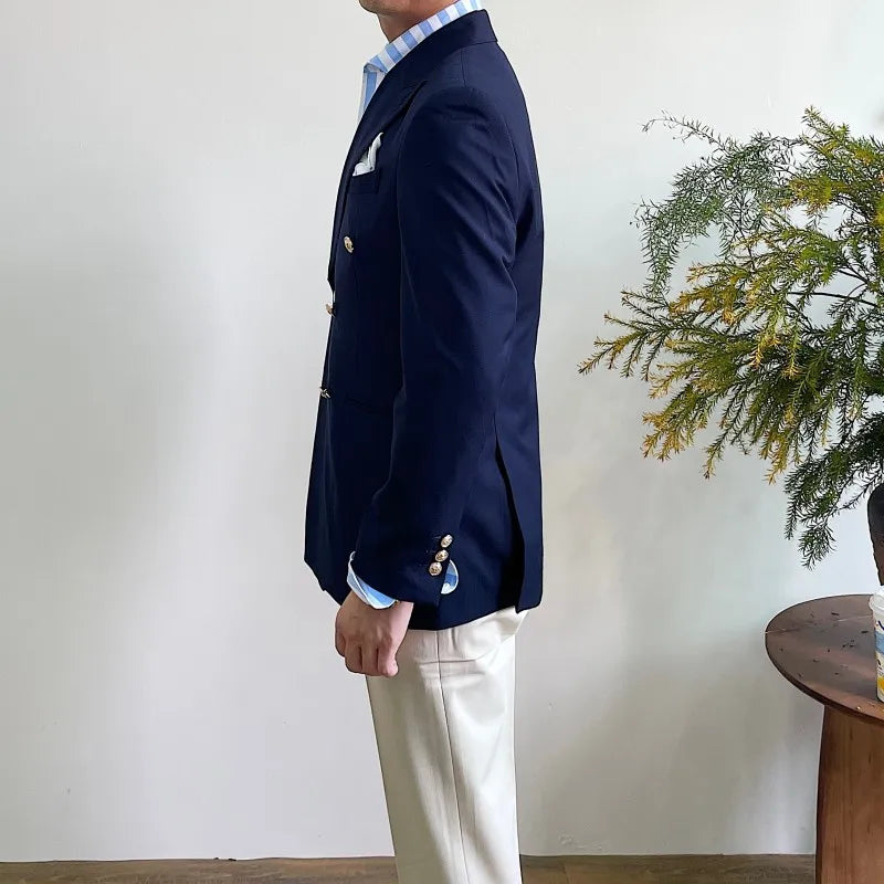 Suit For Mens Groom's Wedding 1 Pieces Slim Fit Blazer Wide Shawl Lapel Luxury Men Suit Custom Made Tuxedo Gold Button