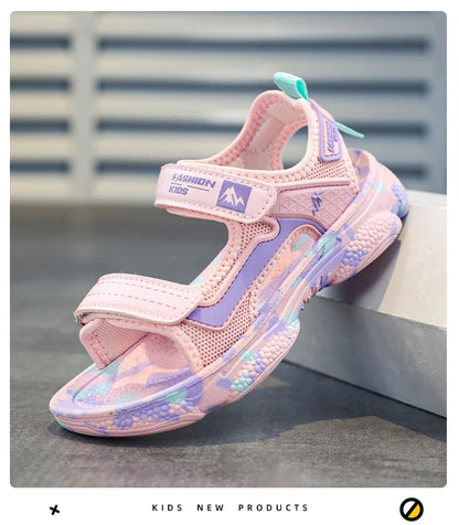 2025 Summer Boys Soft Sandals Fashion Children Shoes Autumn Light Cartoon Sandalias Flat Beach 4-12 Years Old Kids Shoes 12yrs