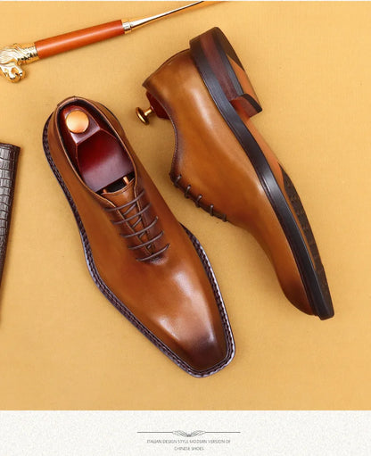Luxury Brand Mens Oxford Leather Shoes Black Brown Handmade Lace Up Pointed Toe Dress Shoes Wedding Office Business Formal Shoes