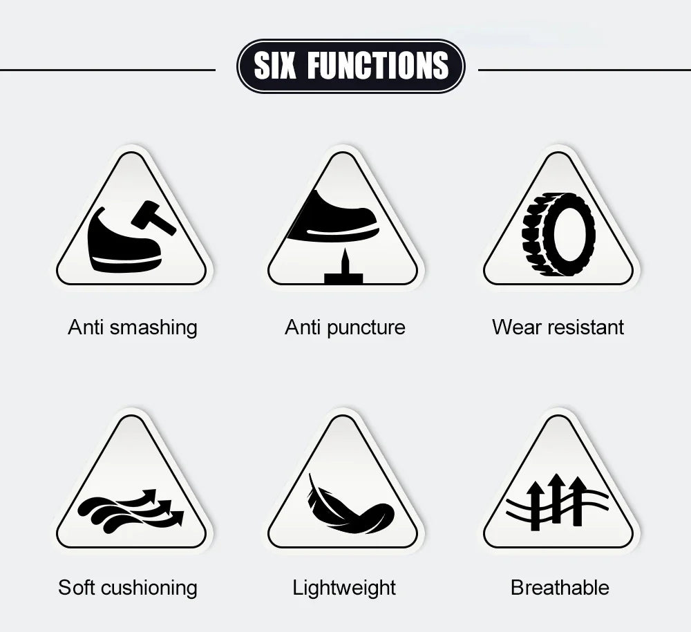Men's safety shoes with anti - impact steel toes, puncture - resistant Kevlar, and rubber anti - slip soles for industrial work.