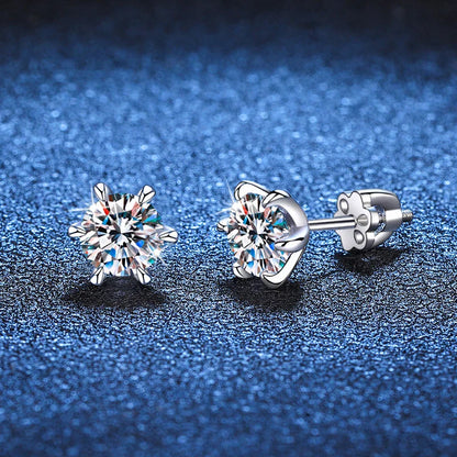 NeeTim 1ct 2ct Moissanite Screw Earrings for Women 925 Sterling Silver with Gold Plated Diamond Wedding Party Girl Stud Earrings