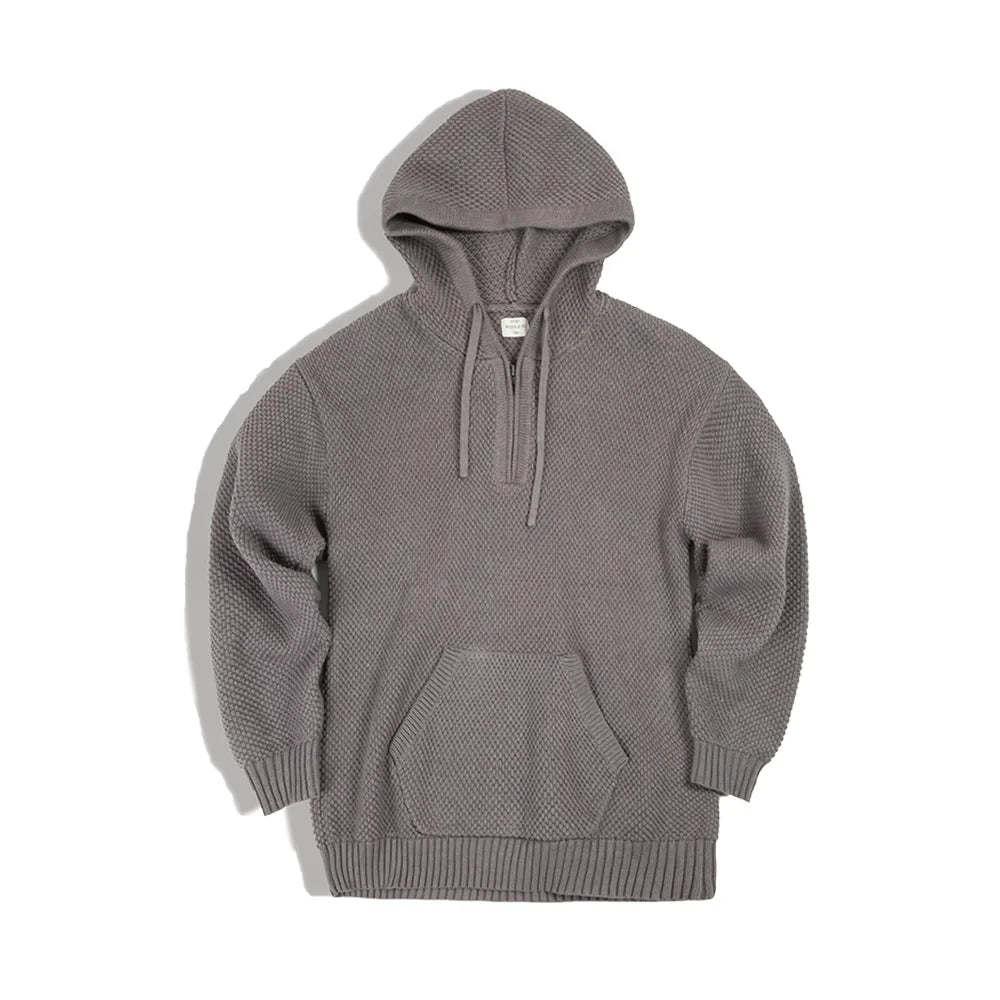 Casual Knit Sweater Half-zip Basics Hoodies for Men Autumn Winter Fashion Brand Pullovers Warm Hooded Sweatshirt Tops
