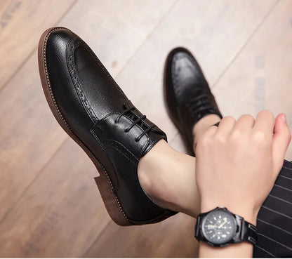 Trend Dress Shoes Man Retro Casual Business Oxfords Leather Shoes Men Formal Social Brogues Wedding Party Leather Shoes For Male