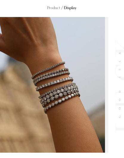 D VVS1 Moissanite Tennis Bracelet 925 Sterling Silver Single Row Classic with Box Bracelets for Women Man Fine Jewelry