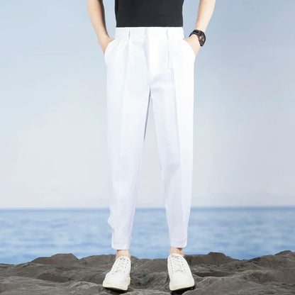 Korean Fashion Summer Men's Casual Harem Pants High Street Loose Bound Feet Sweatpants Male Black Gray White Jogging Trousers