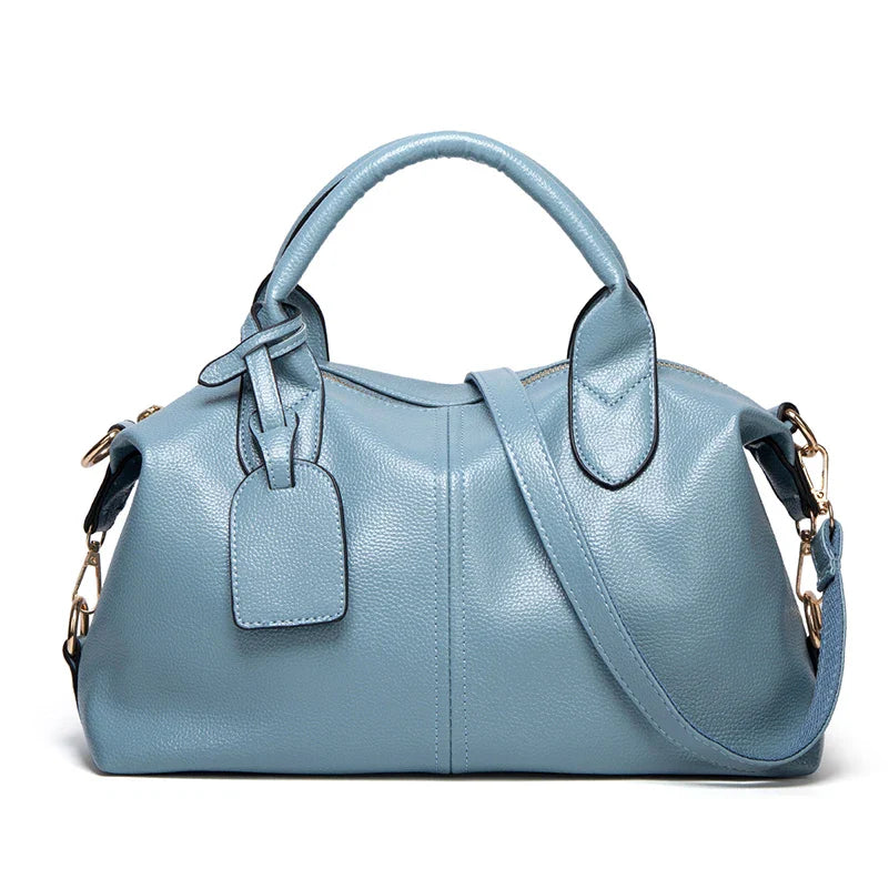 Women's Fashionable and Elegant Large-Capacity Oil Wax Leather Handbag, Convenient Solid Color Faux Leather Boston Crossbody Bag, Anti-Theft Commuter Bag with Zipper Lock, Detachable Shoulder Strap, Dual Handle Design, Adjust
