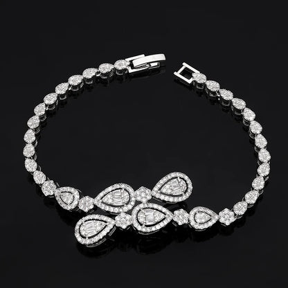 Luxury  4 Pieces Bridal Wedding Jewelry for Women Cubic Zirconia Water Drop Earrings Tassel Necklace Jewelry Sets Party Gift