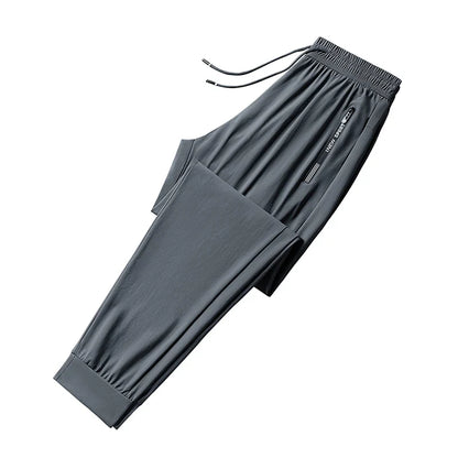 Men's Outdoor Running Fitness Fashion Trend Ice Silk Pants for Spring and Summer Windproof Breathable Lightweight Casual Pants