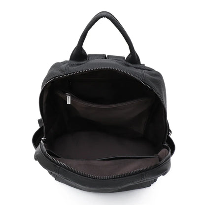 Soft Genuine Cowhide Daily Backpack Women Men Spacious Multi Pockets Fashion Casual Versatile Knapsack Travel Business College
