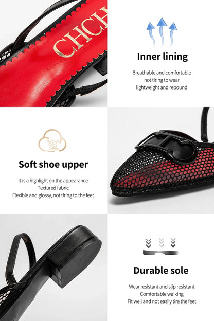 Women's Flat Shoes 2024 New Mesh Hollow Sandals Black Woman Shoes