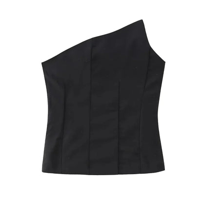 Women's Asymmetrical Bustier Tops, Sexy Backless, Side Zipper, Female Camis, Fashion