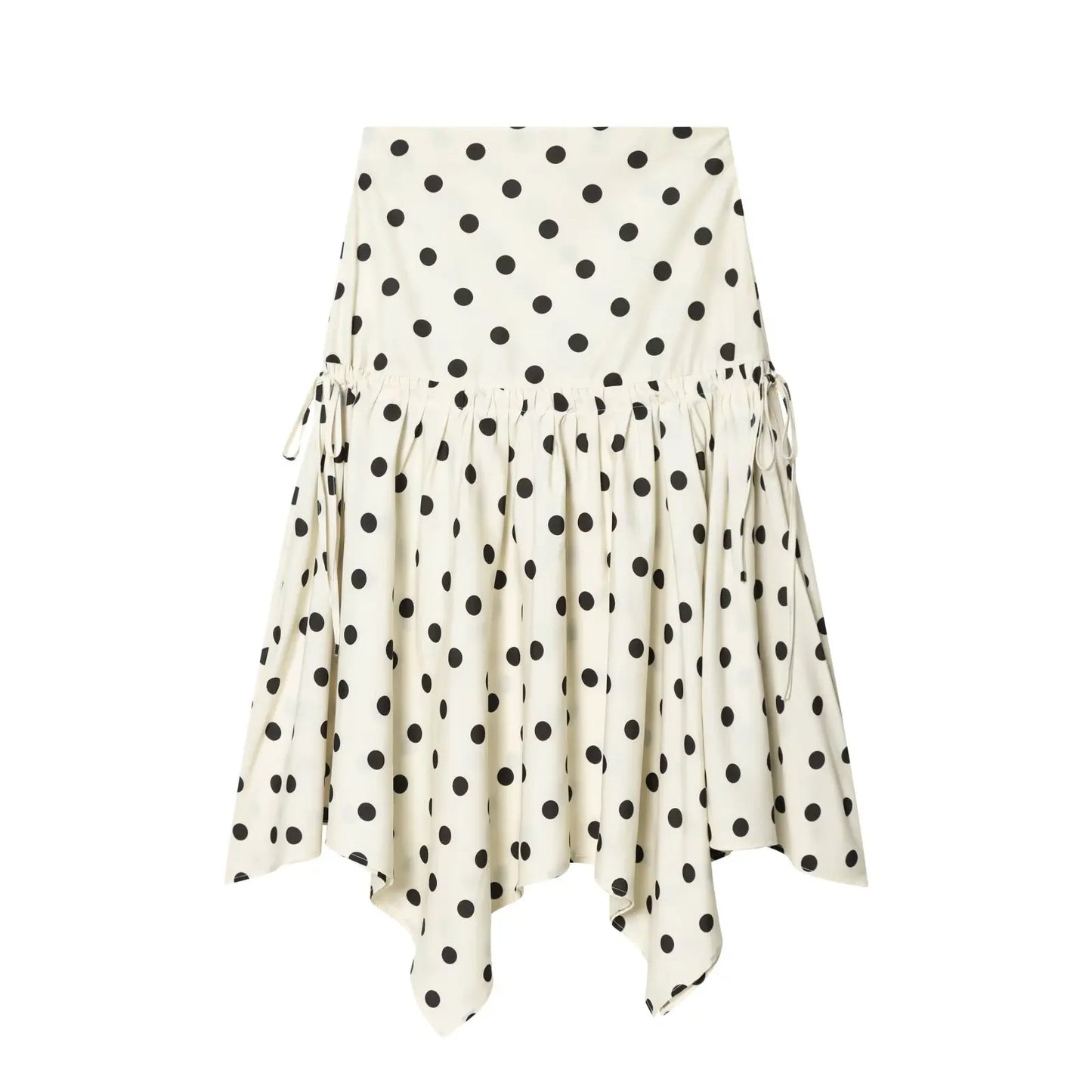 Elegant Summer Women Polka Dot Midi Skirt 2026 High Waist Irregular Hem Flowy Ruffle Skirt Beach Vacation Office Party Casual