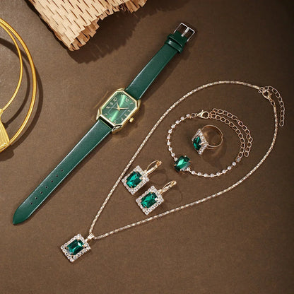 6/5/1PCS Luxury Fashion Square Women's Watches Brand Ladies Quartz Wristwatch Jewelry Set Classic Simple Watch Relógios Feminino