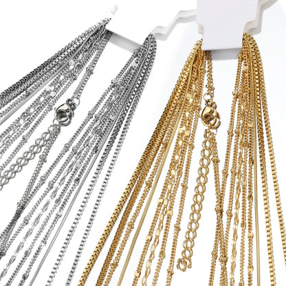 10pcs 5pcs Stainless Steel Bead Chain Necklace Chains for DIY Jewelry Making Findings 45cm+5cm Chain with Lobster Clasps No Fade