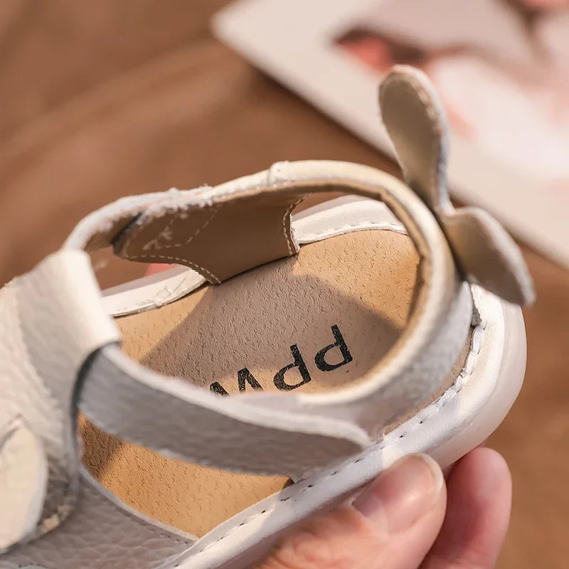 Summer Children Shoes Baby Girls Boys Genuine Leather Sandals Soft Sole Anti Slip Toddler Shoes Cartoon Kids Brach Sandals