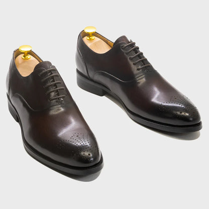 Men's Classic Italian Style Genuine Leather Oxfords Dress Shoes Lace-Up Black/Brown Business Office Wedding Formal Footwear