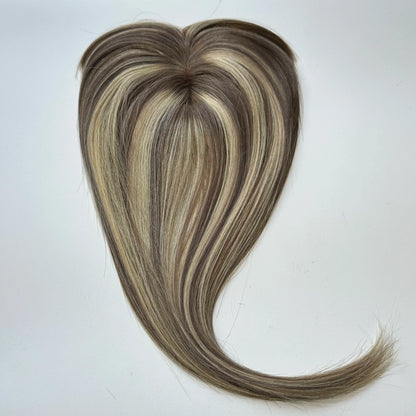Human Hair Topper For Women Toppers With Bangs Clips In Hairpieces 100% Human Hair Wigs Natural Straight Hair Blonde Silk Base