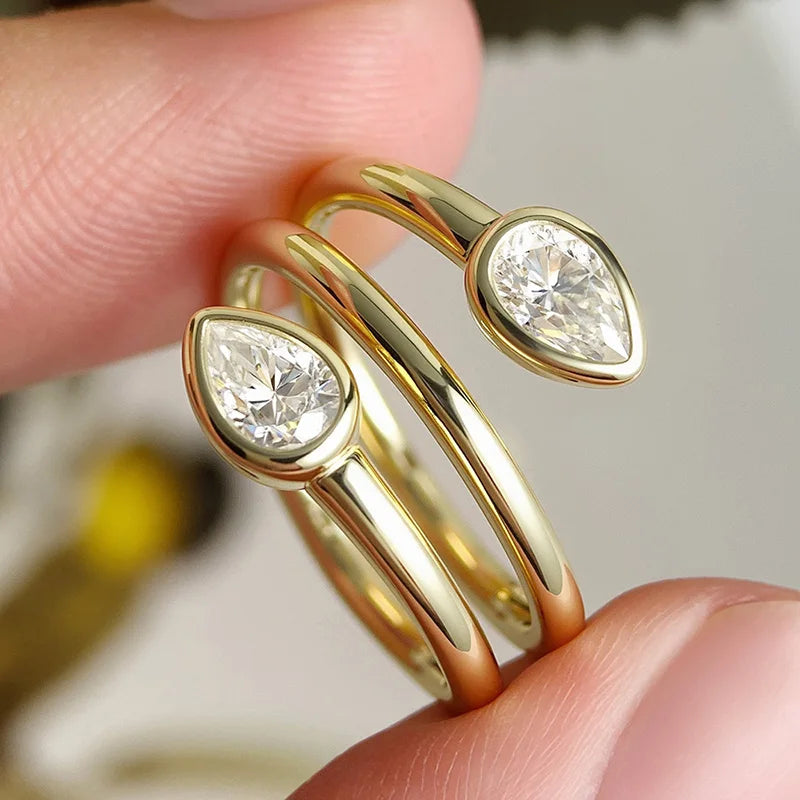 Pear Cut 4*6mm All Moissanite Rings for Women Luxury Quality Wedding Band Lab Diamond Solid 925 Sterling Silver Jewelry