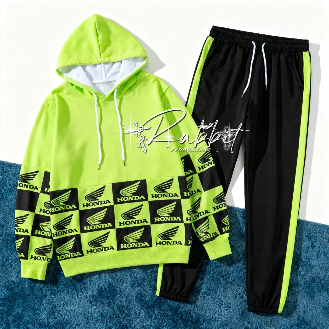 Racing Track Rider Fashion Cycling Motorcycle Set Retro Hoodie Casual Sports Pants Two Piece Off Road Set Downhill Bike