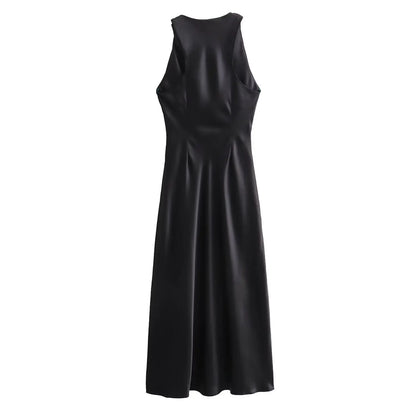 Satin Ruched Long Dresses for Women Sleeveless Summer Dress Woman off Shoulder Party Womens Dresses Beach Female Dress