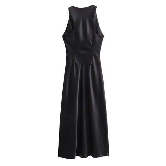 Satin Ruched Long Dresses for Women Sleeveless Summer Dress Woman off Shoulder Party Womens Dresses Beach Female Dress