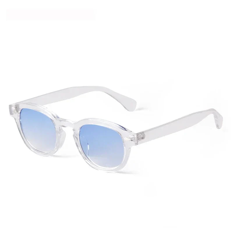 Fashion Transparent Blue Round Sunglasses Women Men 2024 Retro Rivet Tortoise Small Square Sun Glasses UV400 Lunettes De Soleil
