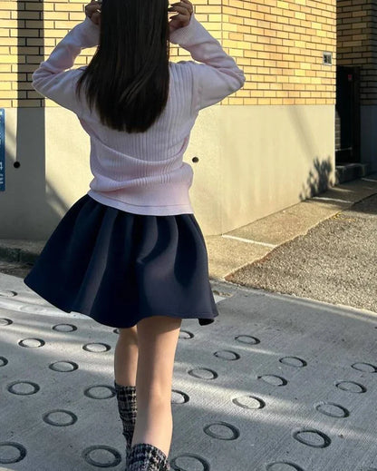 New Japanese Style Drawstring Casual Cute Girl Skirt 2025 Spring and Summer Sweet Ladies Elastic Waist Kawaii Short Skirt Women