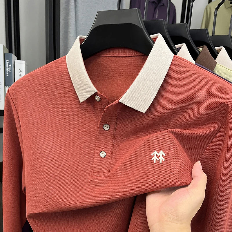 Design Brand Men's Polo Shirt Lapel Exquisite Embroid Long Sleeve Autumn New Breathable T-Shirt Business Leisure Trend Men'swear