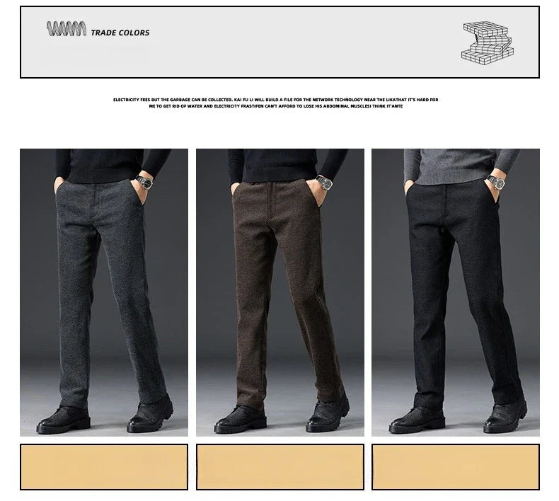 Men's Slim Fit Chenille Long Pants Advanced Business Casual Trousers Trend Autumn Comfortable Daily Wear Male Clothing