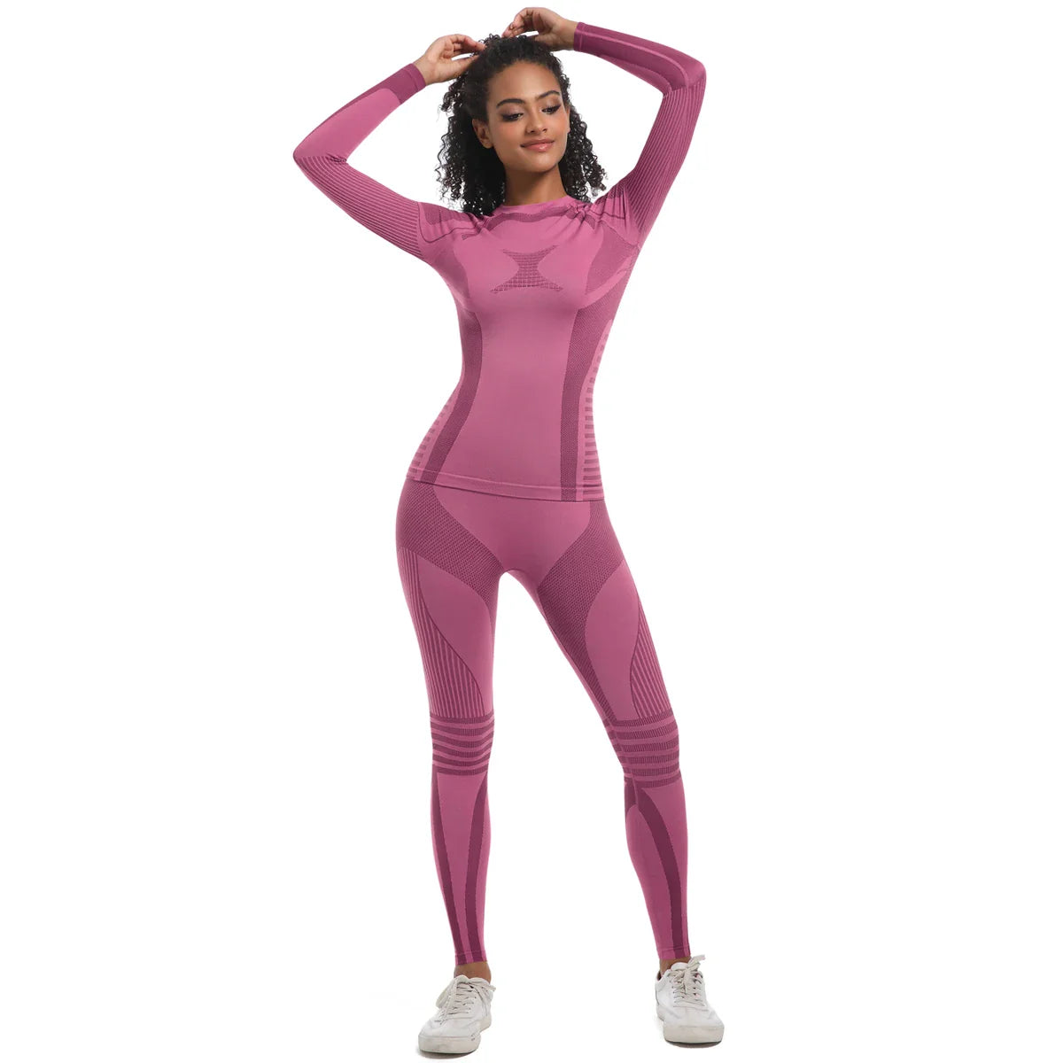 Women Skiwear Set Yoga Set Skiing Underwear Fitness Workout Thermal Gym Ski Snowboarding Running Yoga Exercise Suit Long Johns