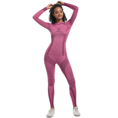 Women Skiwear Set Yoga Set Skiing Underwear Fitness Workout Thermal Gym Ski Snowboarding Running Yoga Exercise Suit Long Johns