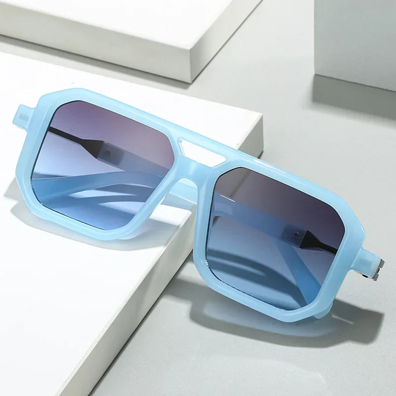 New Double Bridges Square Sunglasses Women Fashion Gradient Shades UV400 Retro Polygon Men Sun Glasses