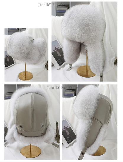 2025 Cap 100% Raccoon Dog Full Fur Fox Fur Hat Men's Fur Ear Protection Winter Thickened and Warm Russian Hat Men's Trend