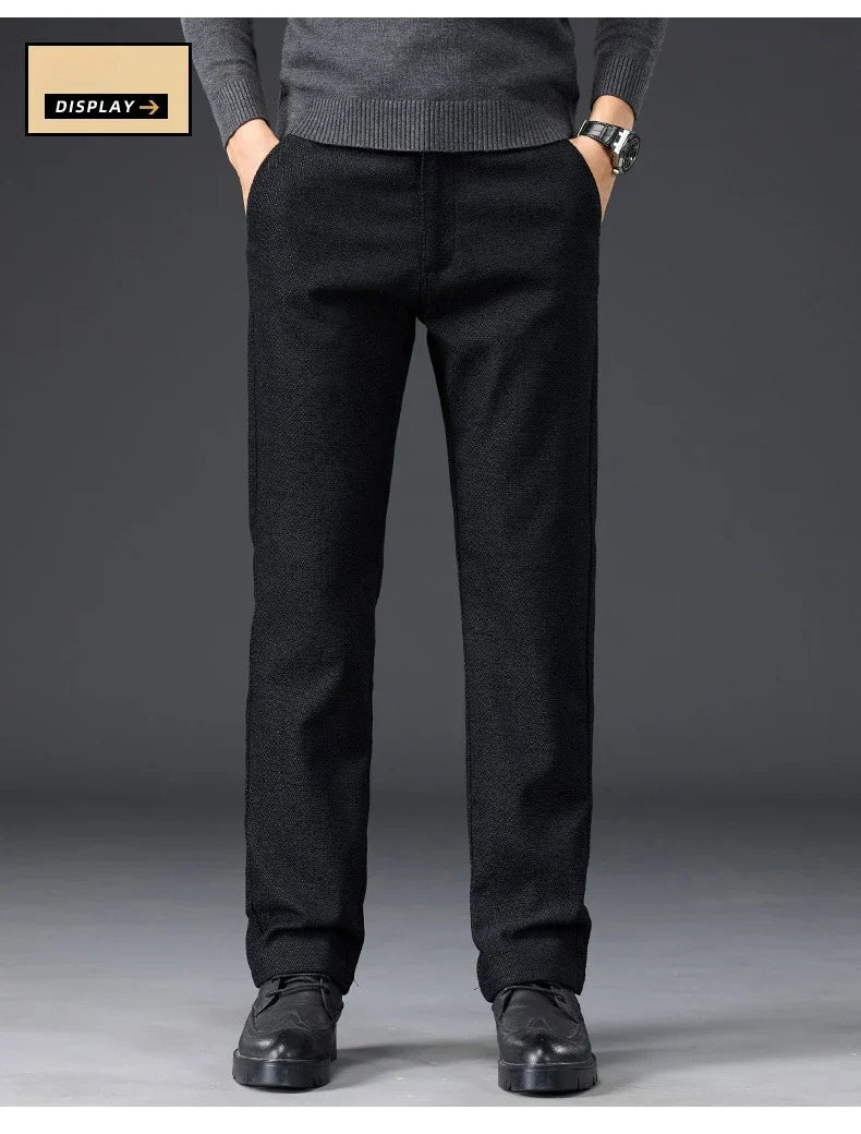 Men's Slim Fit Chenille Long Pants Advanced Business Casual Trousers Trend Autumn Comfortable Daily Wear Male Clothing
